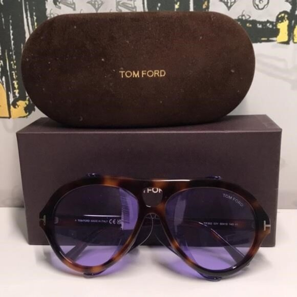 New Authentic Tortoiseshell Sunglasses with Purple Lenses TF882 53y","descriptio - Picture 3 of 13